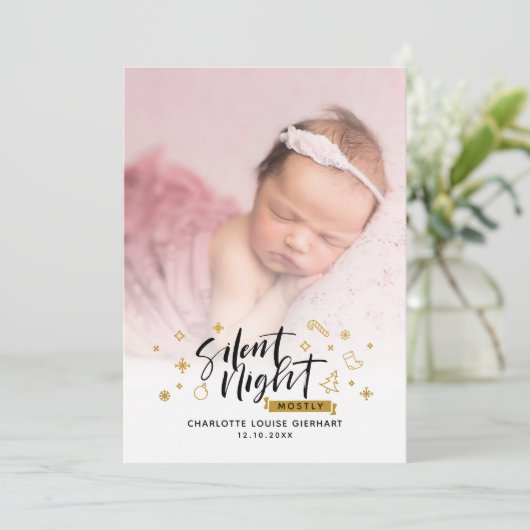 Kerstbabyfoto's Geboorteaankondiging Feestdagenkaart (Staand voorkant)