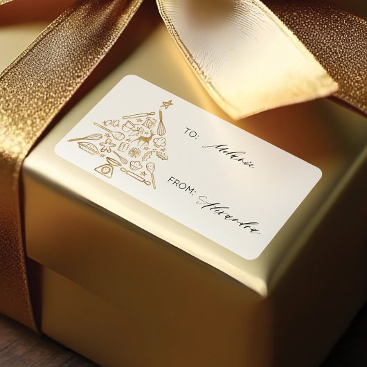 Kerstbakbomen goud naar en vanaf de feestdag etiket