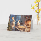 Kerstbakken van het Konijn Familie Kaart (Gele Bloem)