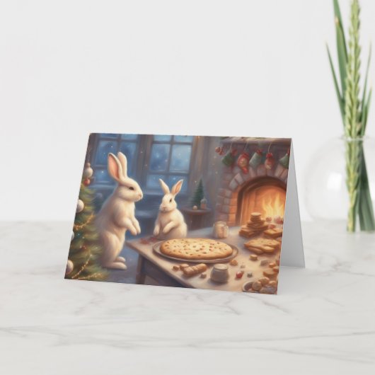 Kerstbakken van het Konijn Familie Kaart (Voorkant)