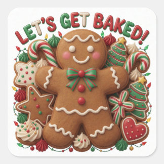 Kerstbakkerij Zoetheid van Gemberkoek Kerstmis Vierkante Sticker