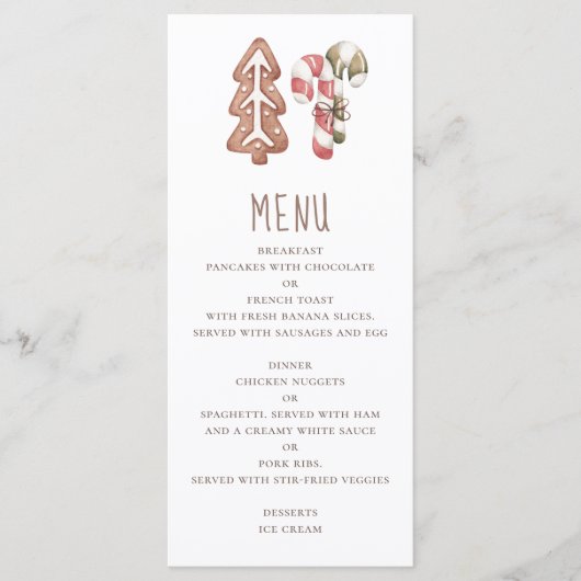 kerstbakkersdessert. Gingerbrood en lolly Menu (Voorkant)