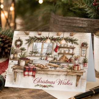 Kerstbakkeuken boerderij Kerstmis Feestdagen Kaart