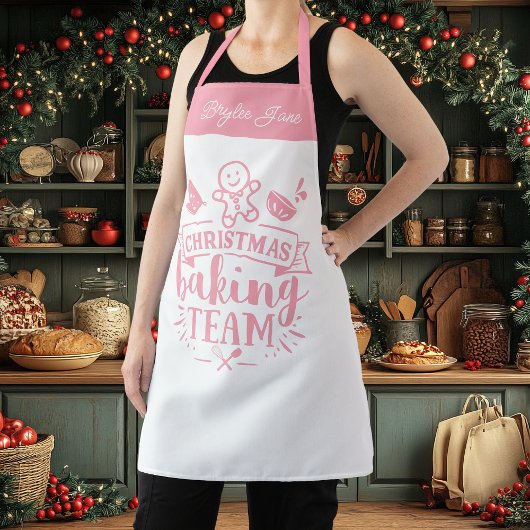 Kerstbakteam Schattige Roze Gepersonaliseerd Schort