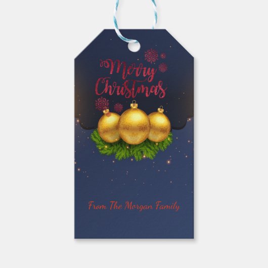 Kerstbal Balls Pine Tree Branliday Cadeaulabel (Voorkant)