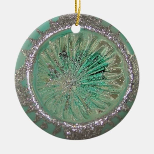 kerstbal Blauwgroen Ice Indent Keramisch Ornament (Voorkant)