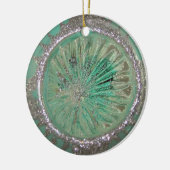 kerstbal Blauwgroen Ice Indent Keramisch Ornament (Links)