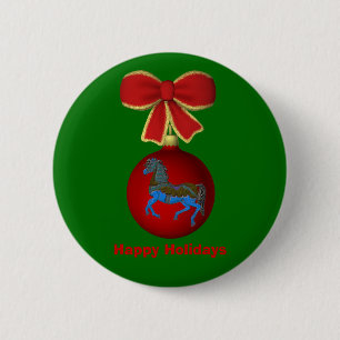 Kerstbal Carrousel Paard Vakantie Button Pin