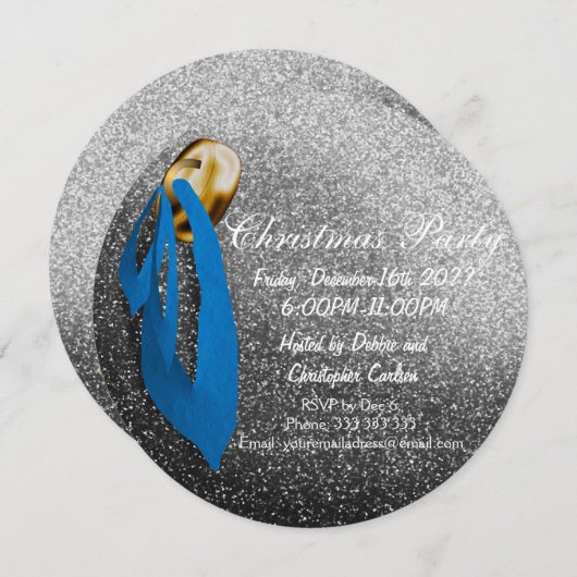 kerstbal feestdag Silver Kaart (Voorkant / Achterkant)