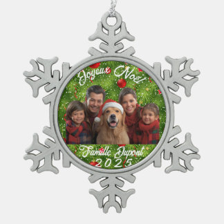 Kerstbal Gepersonaliseerde Familie Foto Tin Sneeuwvlok Ornament