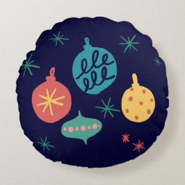 Kerstbal Groen Geel  Sierkussen Rond Kussen