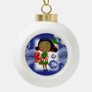 Kerstbal Keramiek Ornament, Elf Keramische Bal Ornament