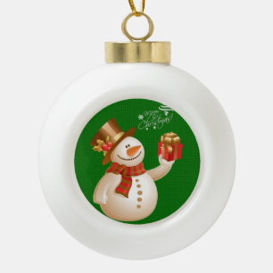 Kerstbal Keramiek Ornament, Sneeuwman Keramische Bal Ornament