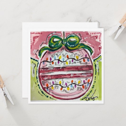 Kerstbal Kerstkaart Kaart (Voorkant / Achterkant in situ)