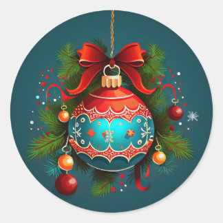 Kerstbal, Klassieke Ronde Sticker