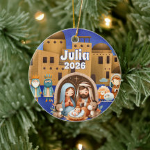 Kerstbal met eigen naam Kerststal
