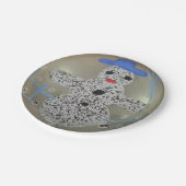  kerstbal met grijs zand papieren bordje (Gekanteld)