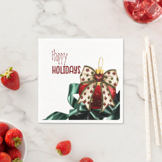 Kerstbal met Schattigee strik en groen lint Servet