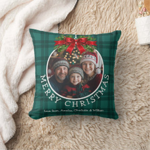 Kerstbal Ornament Foto Green Buffalo Plaid Kussen
