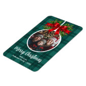 Kerstbal Ornament Foto Green Buffalo Plaid Magneet (Linkerzijde)