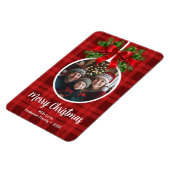 Kerstbal Ornament Foto Red Buffalo Plaid Magneet (Linkerzijde)