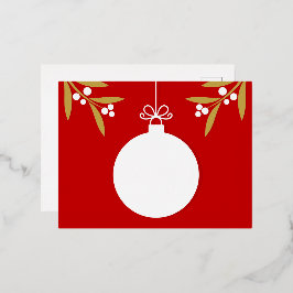 Kerstbal ornament rood Folie Vakantie Postkaart Feestdagen Briefkaart