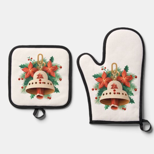 kerstbal ovenwant & pannenlap set (Voorkant)