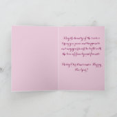 Kerstbal Pink Wit met Krullen Feestdagen Kaart (Binnen)