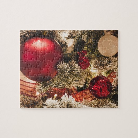 Kerstbal Rode Legpuzzel (Horizontaal)