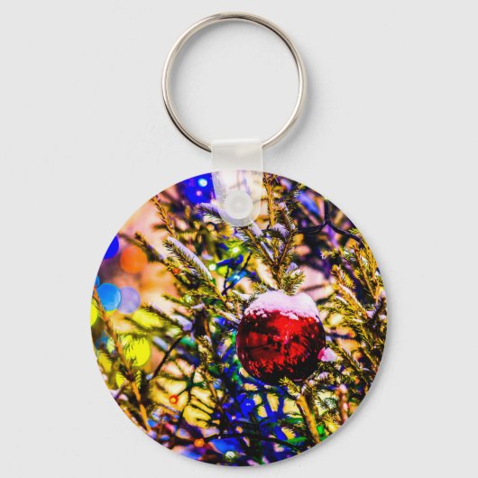 Kerstbal rood sleutelhanger (Voorkant)