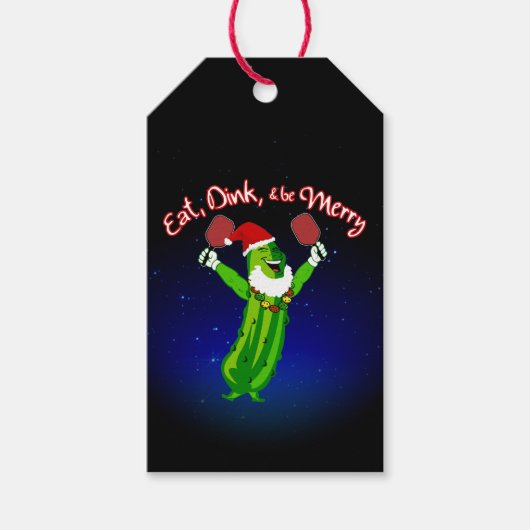 kerstbal Santa Hat Pickle Cadeaulabel (Voorkant)