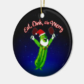 kerstbal Santa Hat Pickle Keramisch Ornament (Links)
