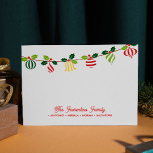 Kerstbal Slinger Familie Notitiekaarten Notitiekaartje