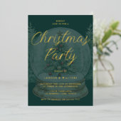 Kerstbal Smeraldgroen & Gouden Kerstfeest Folie Uitnodiging (Staand Voorkant)