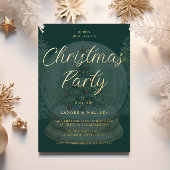 Kerstbal Smeraldgroen & Gouden Kerstfeest Folie Uitnodiging