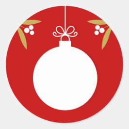 Kerstbal Sticker. Plaats voor tekst. Ronde Sticker