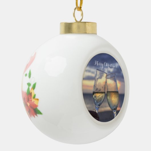 Kerstbal Strand Zonsopgang Keramische Bal Ornament (Links)