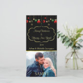 Kerstbal Zwart Goud Lijst Sjabloon (Staand voorkant)