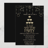 Kerstballen, Champagne Glas Bedrijf Kerstmis Kaart (Voorkant / Achterkant)