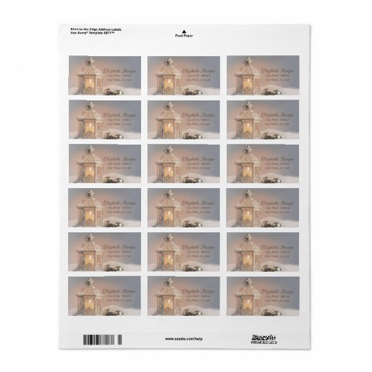 Kerstballen, Elegant Lantern Etiket (Full Sheet)