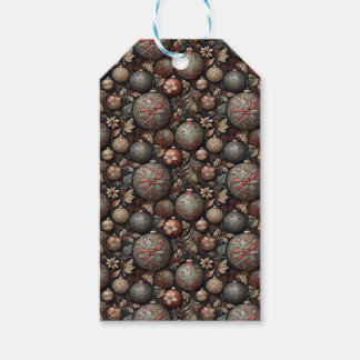 Kerstballen en bloemen,  barokkunst cadeaulabel