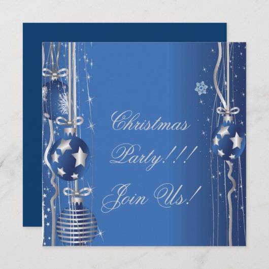 Kerstballen en linten uitnodiging voor het feest (Voorkant / Achterkant)