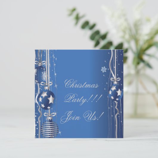 Kerstballen en linten uitnodiging voor het feest (Staand voorkant)