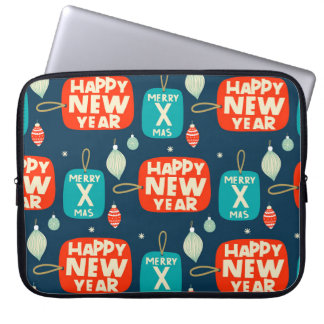 kerstballen en ornamenten  patroon achteraan laptop sleeve