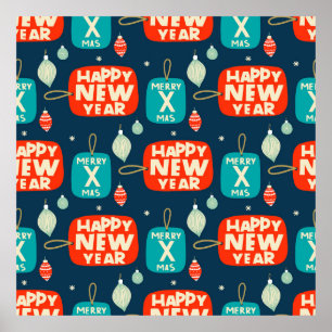 kerstballen en ornamenten  patroon achteraan poster