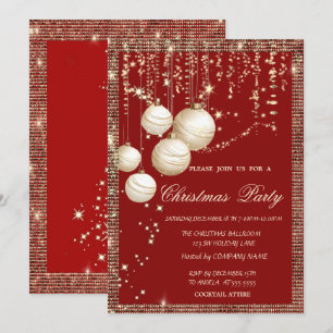Kerstballen Gouden Lovertjes Frame Rode Kerst  Kaart