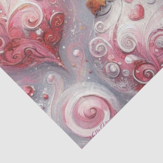 Kerstballen grillige wervelingen roze decoupage tissuepapier (Detail)