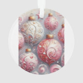 Kerstballen grillige wervelingen roze wit grijs ornament (achterkant)