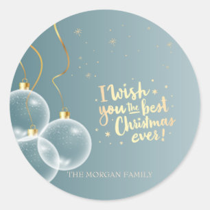Kerstballen Ik wens je het beste met Kerstmis ooit Ronde Sticker