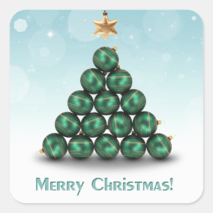 kerstballen in de vorm van bomen vierkante sticker